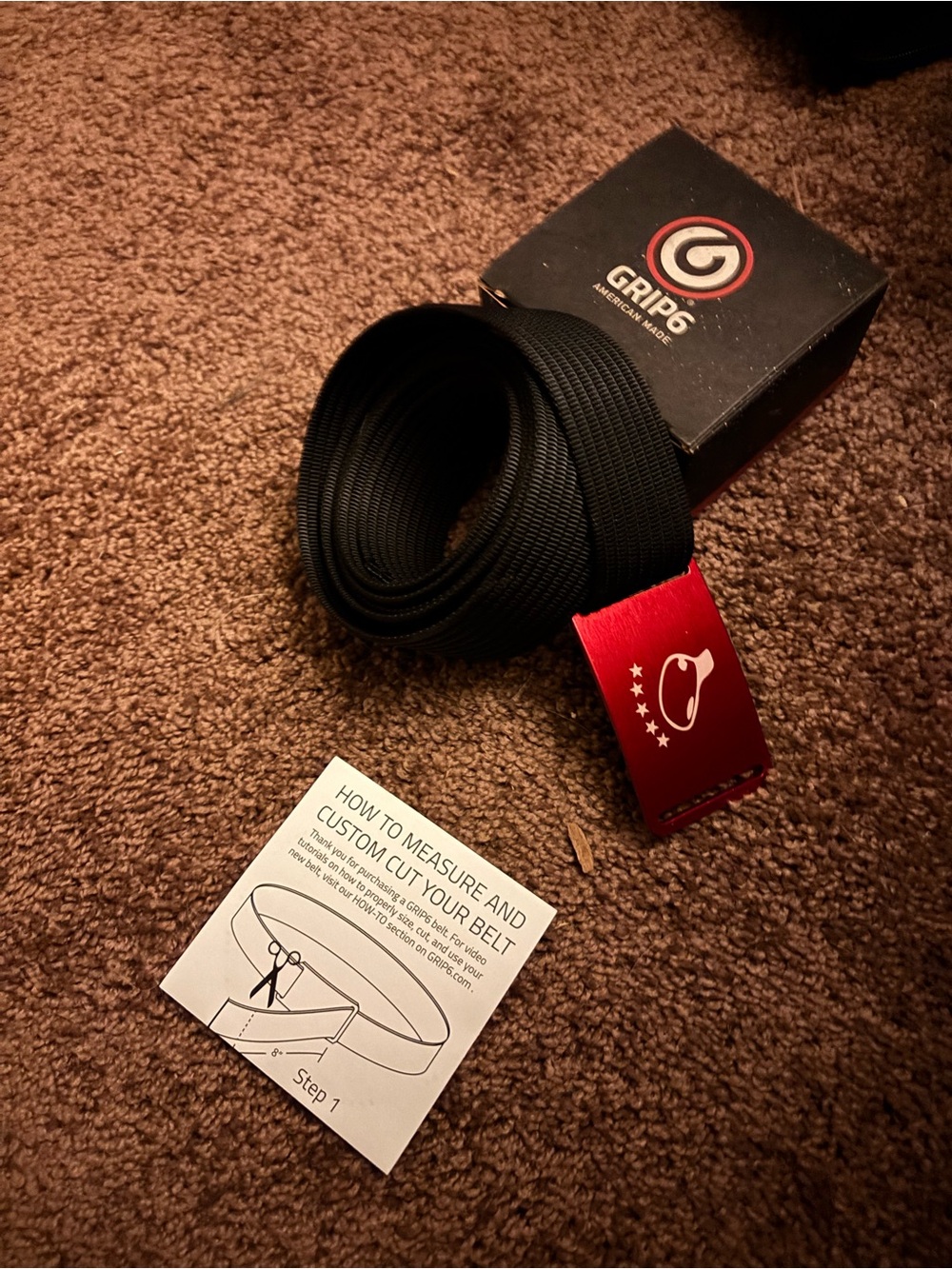 (NW34)GRIP6 Black Webbing Belt with Red Buckle